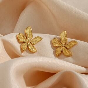 18K Gold Plated Flower Stud Earrings Summer Jewelry‎